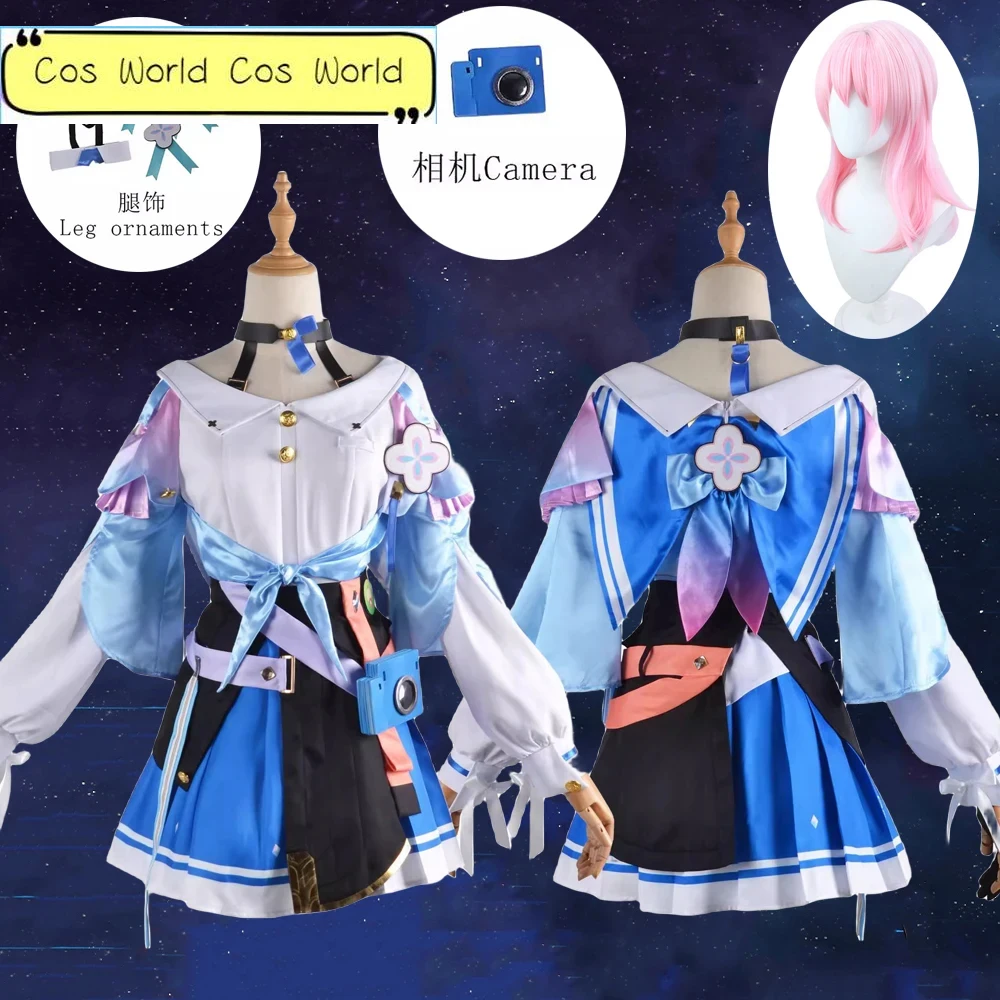 

Game Honkai: Star Rail March 7th March Cosplay Anime Costumes Uniform Outfit Halloween Carnival Party Women Dress Lolita Wig