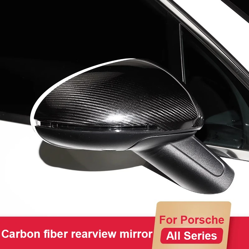 Real Carbon Fiber Car Side Rearview Mirror Cover Trim For Porsche Cayenne Macan 2014-2024 Exterior Wing Rear Mirror Caps Shell