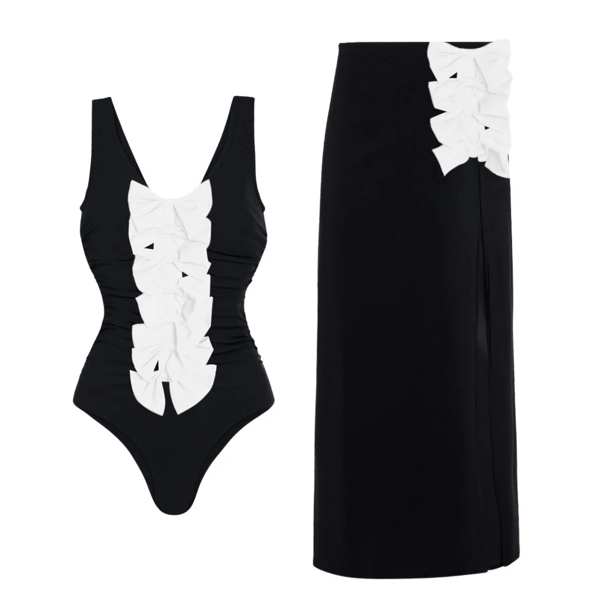 

Новый комплект из 2-х предметов: купальник-бикини с бантом, 2026, сексуальный, женский, однотонный, с пэчворком, пляжный костюм