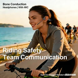 Open Ear Bone Conduction Headphones with dual microphone Wireless Bluetooth Headphone with Mic Headset for work/business/Cycling