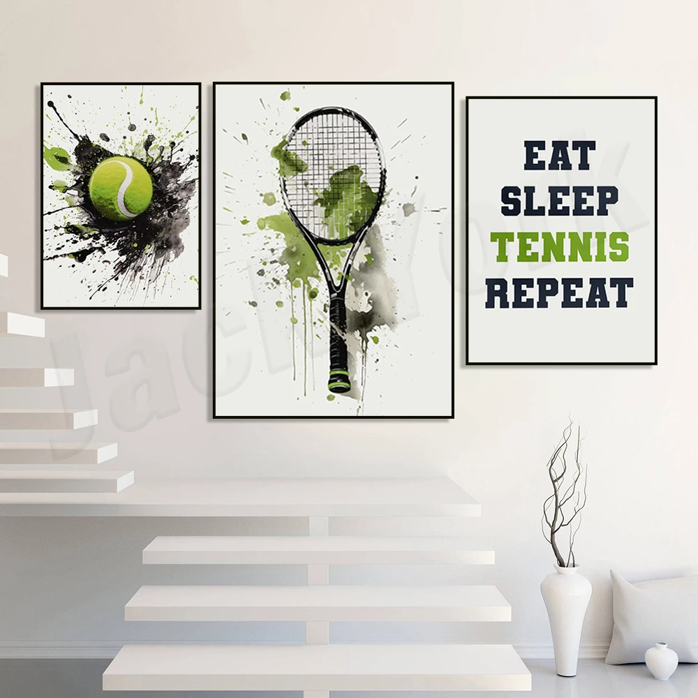 لوحات فنية جدارية للتنس، مطبوعات تنس، للأولاد، ديكور غرفة نوم الأطفال، ملصقات تنس، هدايا لمحبي الرياضة #4