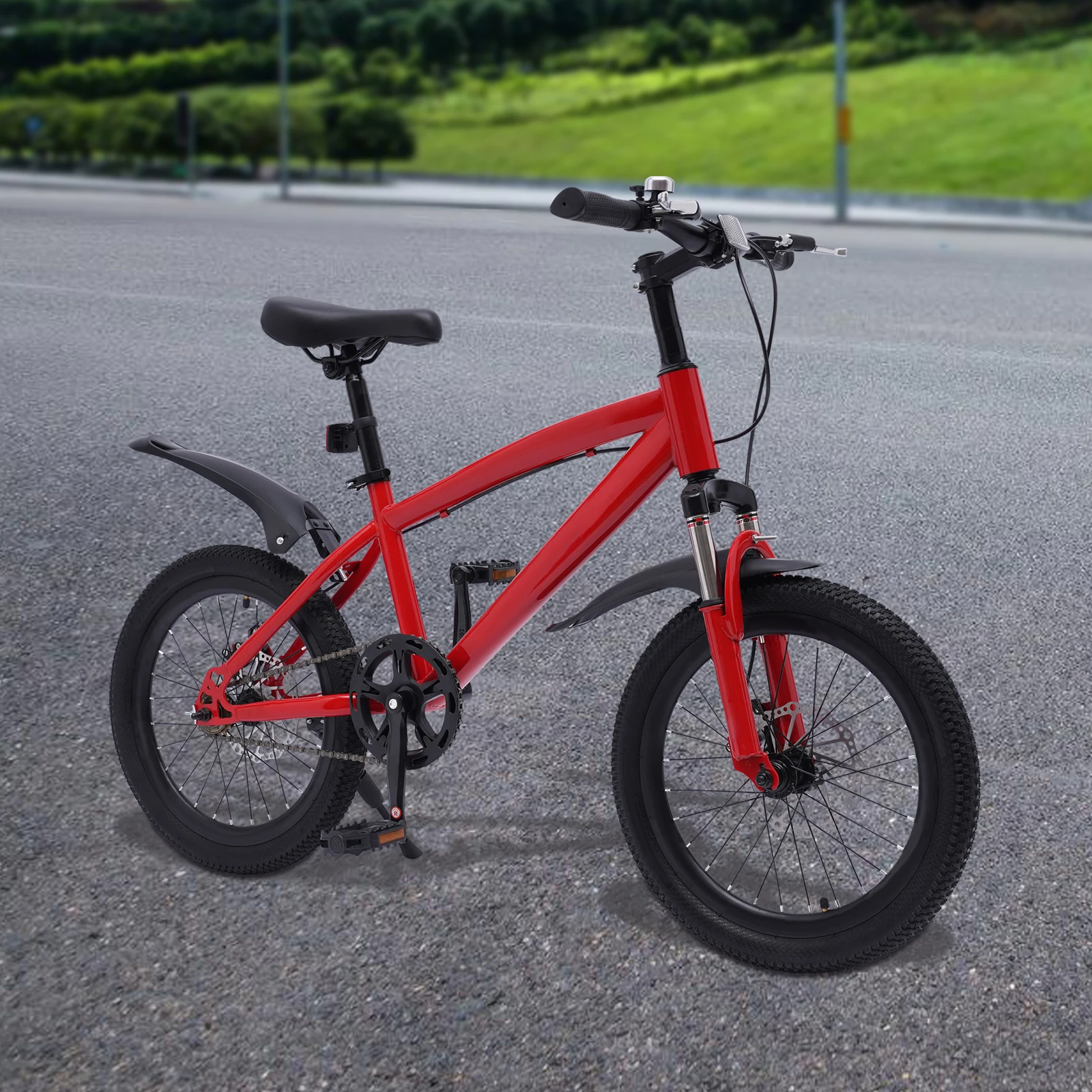 18 inch Mountain Bike 1-Speed Kids Bicycle Adjustable Seat Height High-Quality Boys Girls Bike Gift 18