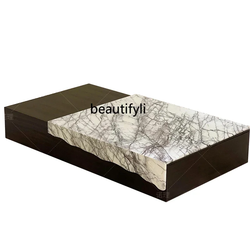 

CQYItalian style, marble modern design high-end small apartment with drawers, living room household solid wood coffee table