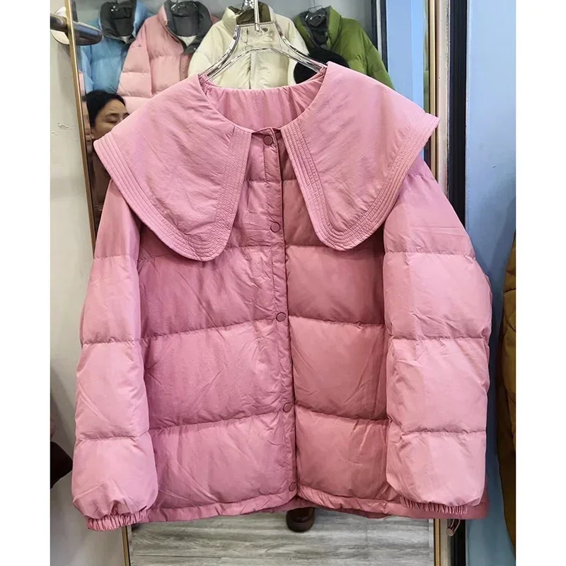 Rüschen Frauen Jacke Kurzen Winter Mantel Weibliche 2024 Neue Stepp Jacke Mode Lose Parkas Warme Casual Unten Mantel Outwears