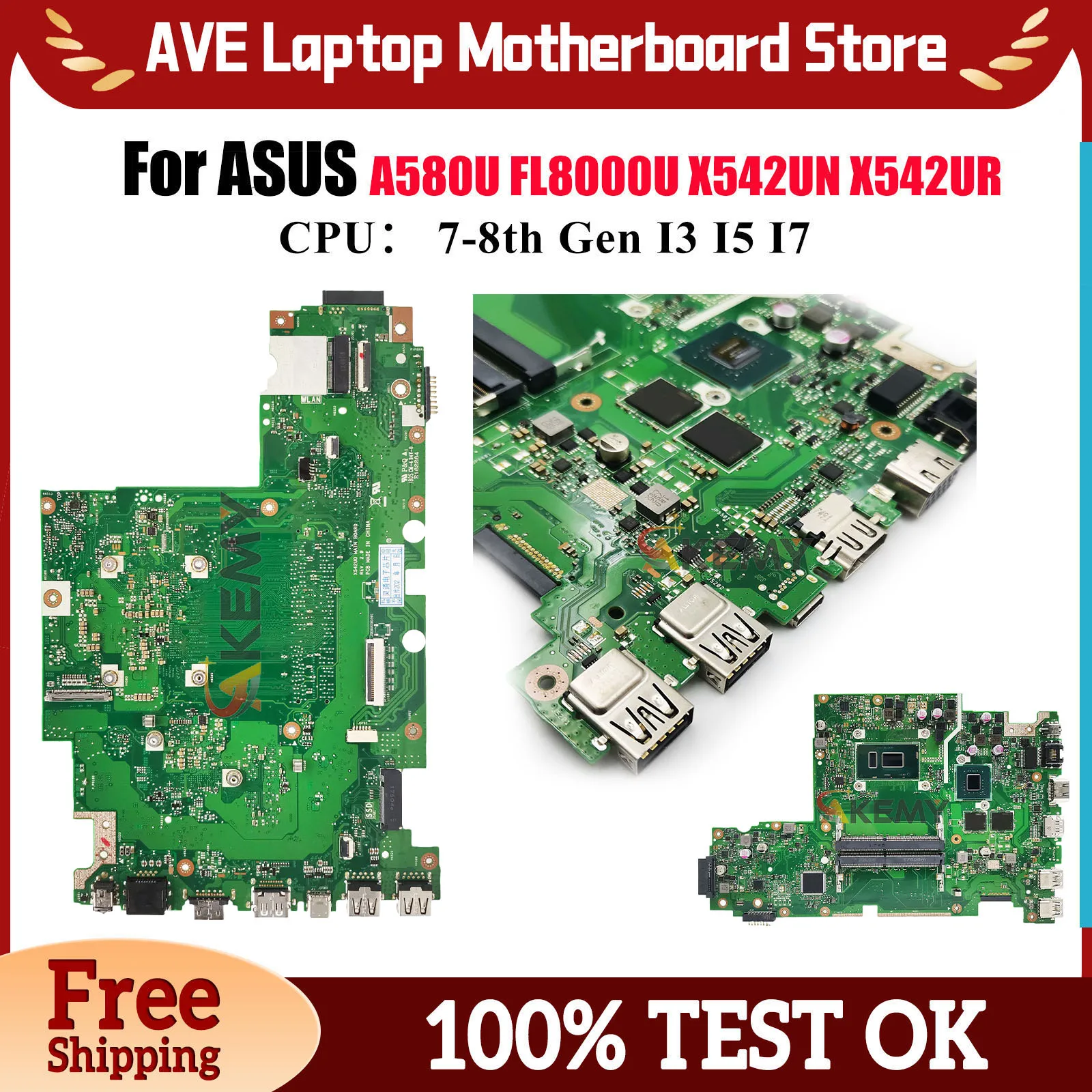 

X542UQ Mainboard For ASUS X542UN X542UR X542U X542URV X542URR X542UQR X542UF A580U L8000U Laptop Motherboard With I3 I5 I7 CPU