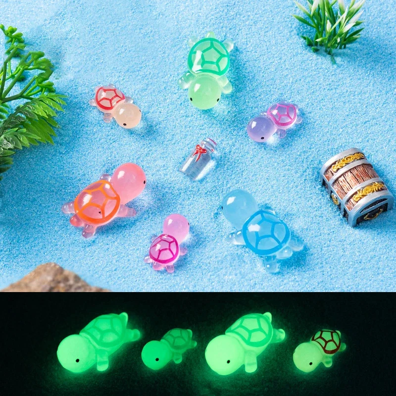 

10pcs Mini Luminous Turtle Home Decor Micro Landscaping Resin Craft Small Fish Tank Turtle Garden Miniatures Ornaments