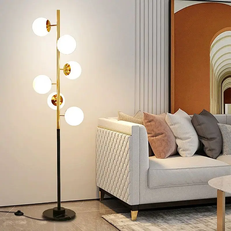 modern simple glass floor lamp  study bedroom bedside lamp individual creativity ball vertical table lamp