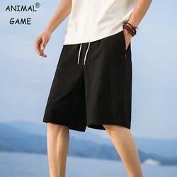 Summer Men's Beach Loose Shorts Men Cotton Linen Trousers Solid Color Basic Short Lightweight Gym Sport Pants