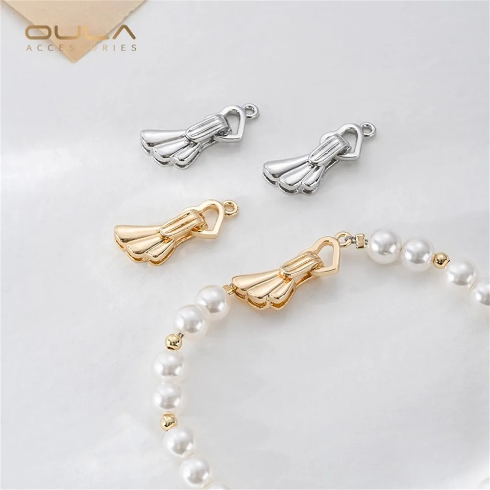 

1pcs Strong Color Preservation 14K Gold Angel Wing Heart Clasp Diy Handmade Bracelet Pearl Necklace Connecting Clasp Accessory