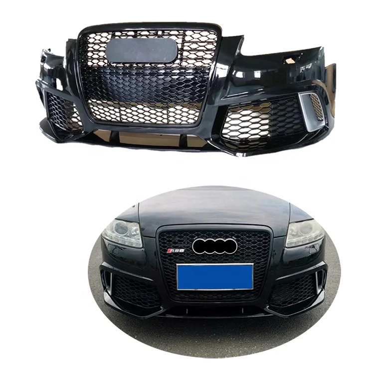 High Quality Auto Parts PP Material Black A6 Upgrade Refit to RS6 Front Bumper with Grille for audis RS6 2005-2012