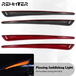 Motorcycle LED Brake Turn Signal Saddlebag Flowing Light Waterproof Extended Bag Lamp For Harley Touring Road King FLH 2014-2022