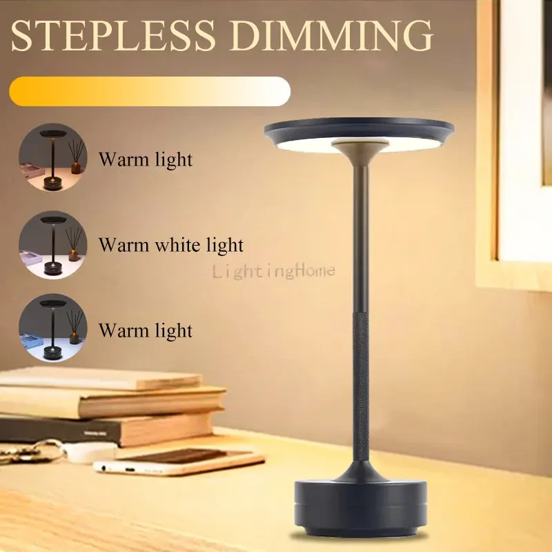 Lámpara de Mesa táctil LED de Metal, luz de mesita de noche inalámbrica portátil, recargable, nórdica, decoración de mesa de centro