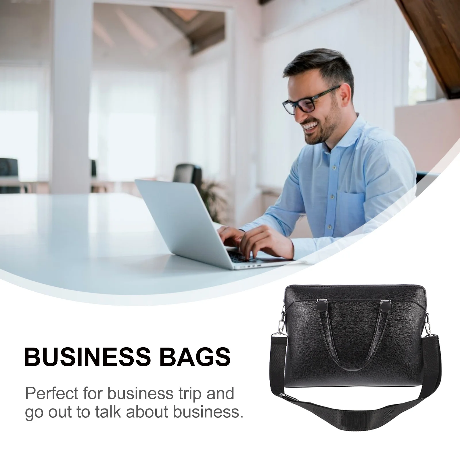 Business Briefcase Large Capacity Pu Laptop Bag For Men Portable Computer Storage Organizer Work