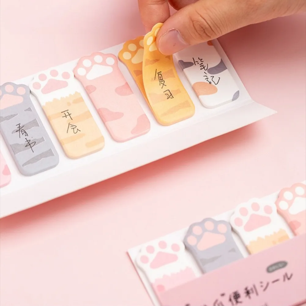 120 pz/set Kawaii Cancelleria Del Fumetto Zampa di Gatto Memo Pad Segnalibro Bandiere Indice Tab Note Appiccicose Etichetta Adesivi di Carta