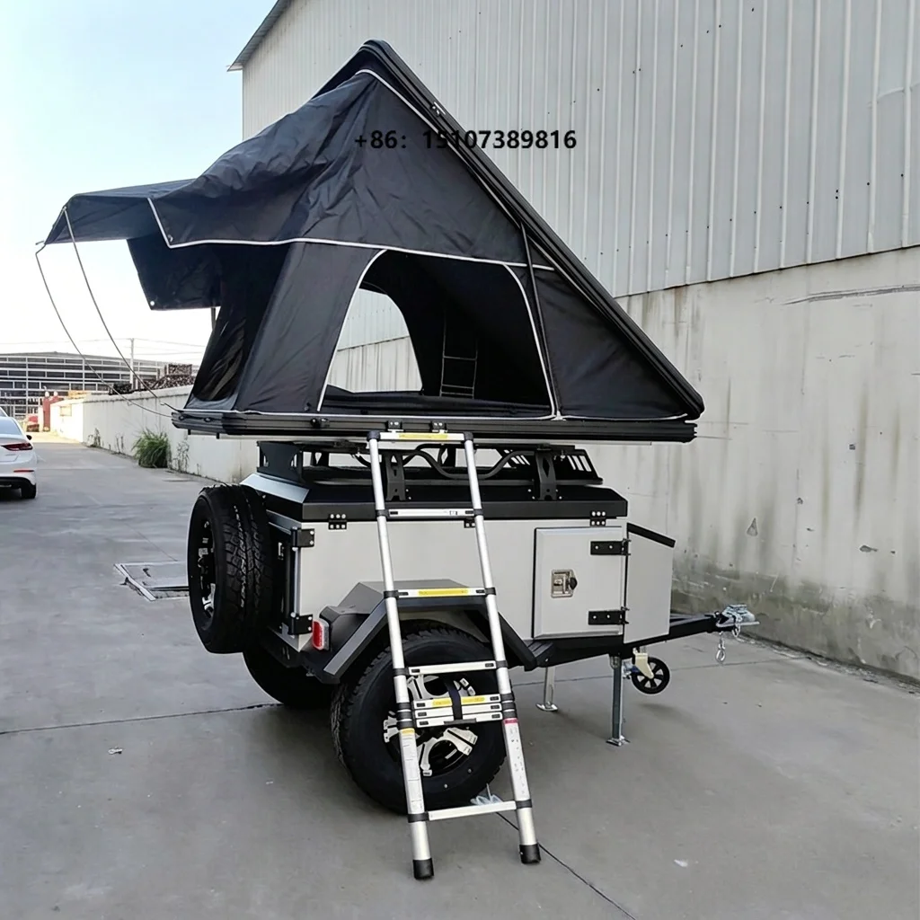 off Road Lightweight Modern Camping Trailer RV Travel Trailer with 40L Water Tank for Family Outdoor Overland Adventures 526kg