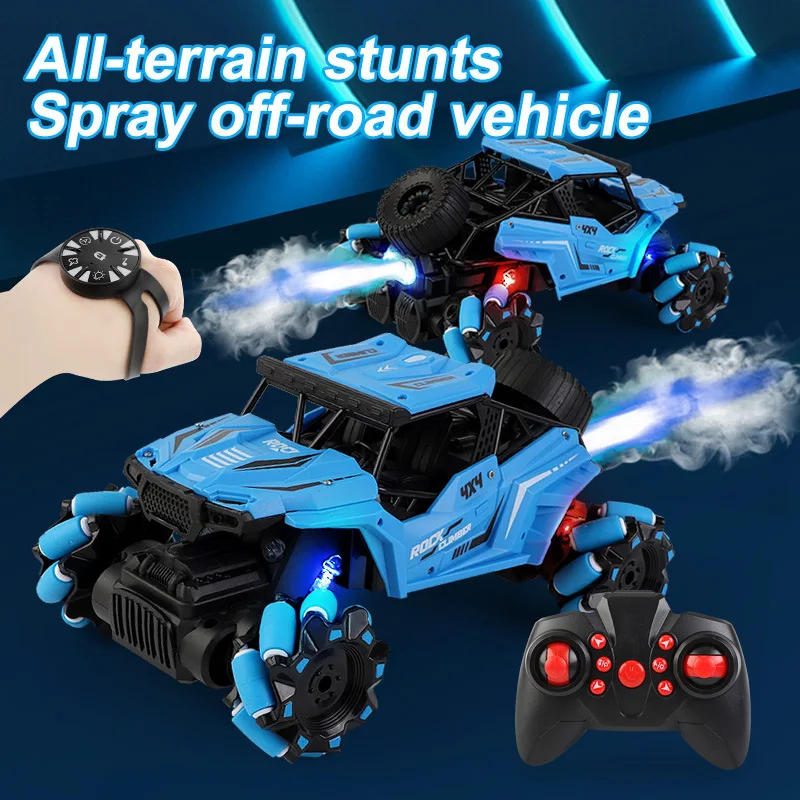 Stunt Spray Rc Car All Terrain Off-Road Vehicle Remote 2.4ghz 4wd Dirt Bike Toy With Music Led Lights Children'S Remote Control