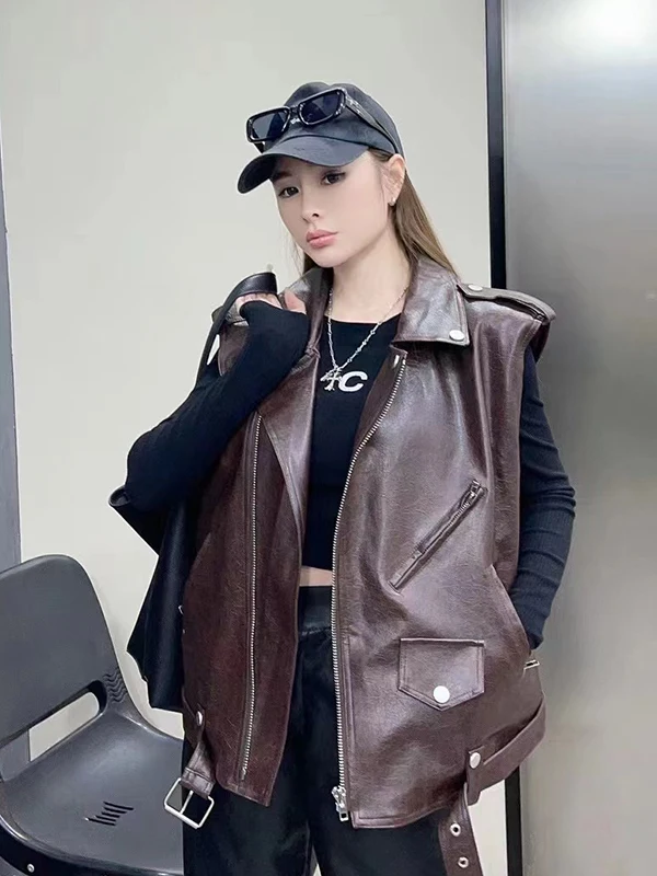 الخريف بولي Leather الجلود Jaet النساء طالب الكورية فضفاض سليم ort الأعلى تنوعا دراجة نارية سترة العصرية الاصطناعية معطف طويل Sve