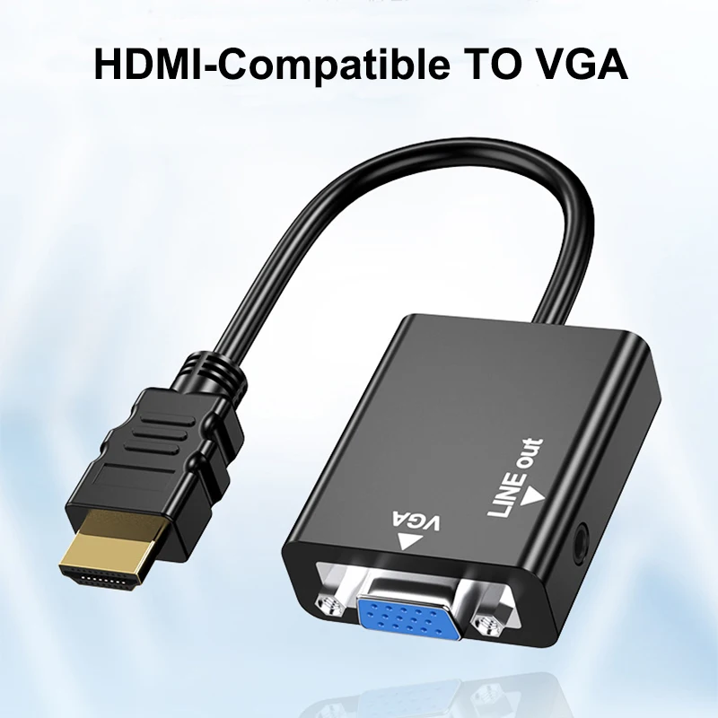 HDMI-Compatible 1.4 TO VGA Adapter With 3.5mm Audio HDTV Male To VGA Female Converter Port HDTV To VGA Output 1080P HDTV Video
