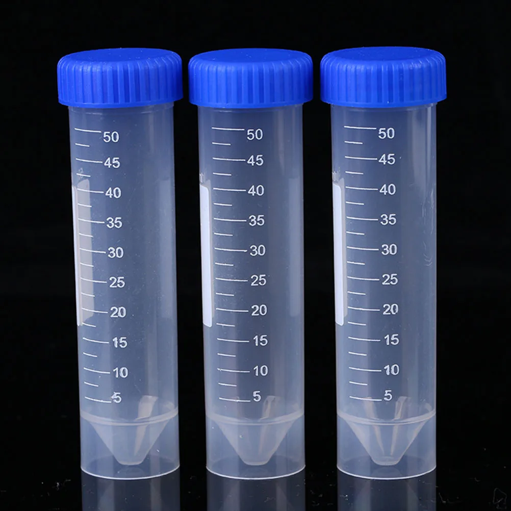 

50 Pcs Tubes 50ml Plastic Scale Lab Tests Centrifugal Tube Vials Ultra Transparency Spiral Cap Vials Teaching Supplies