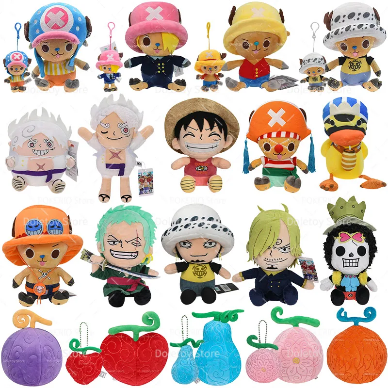 Juguetes de peluche de una pieza Gear 5 Luffy Chopper Ace Roronoa Zoro Sanji Brook Gum-Gum Devil Fruit Doll Kawaii llavero de peluche regalos de juguete