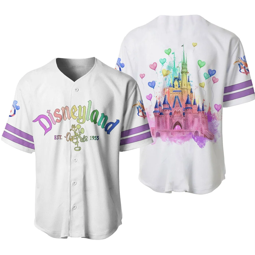 New Mickey Mouse Red Disney 50th Anniversary Baseball Jersey Disneyland Magic Kingdom Rainbow Black Disney Baseball Jersey