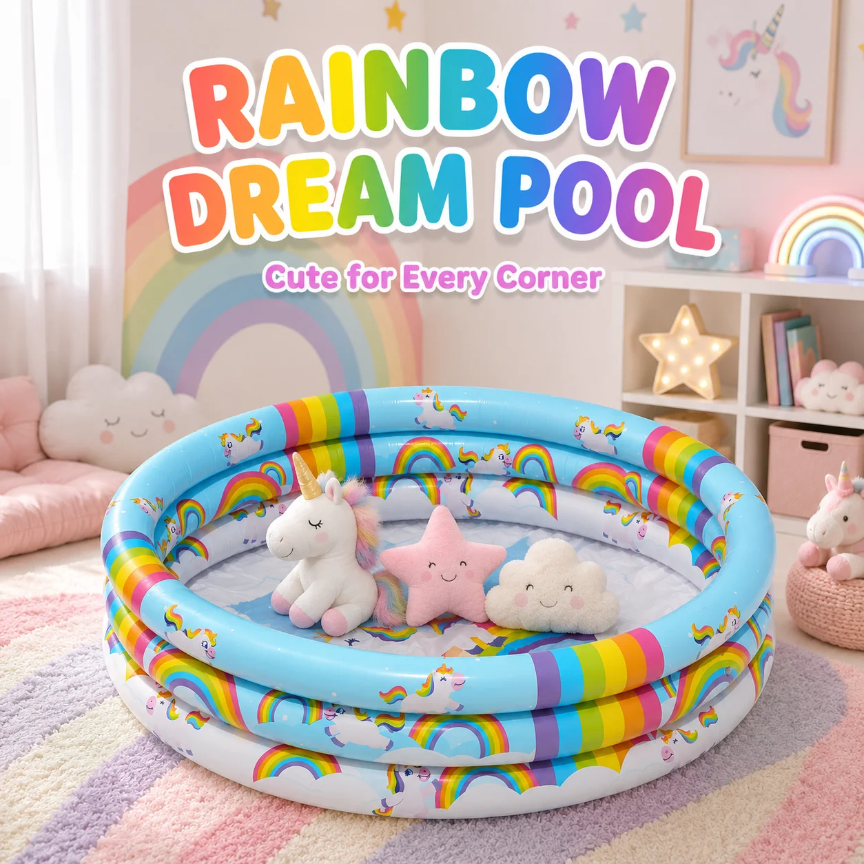 1pc-インフレータブルスイミングプール、ユニコーンレインボーバスタブ、ボールピットポータブル屋外夏用ウォータープレイプール、幼児用