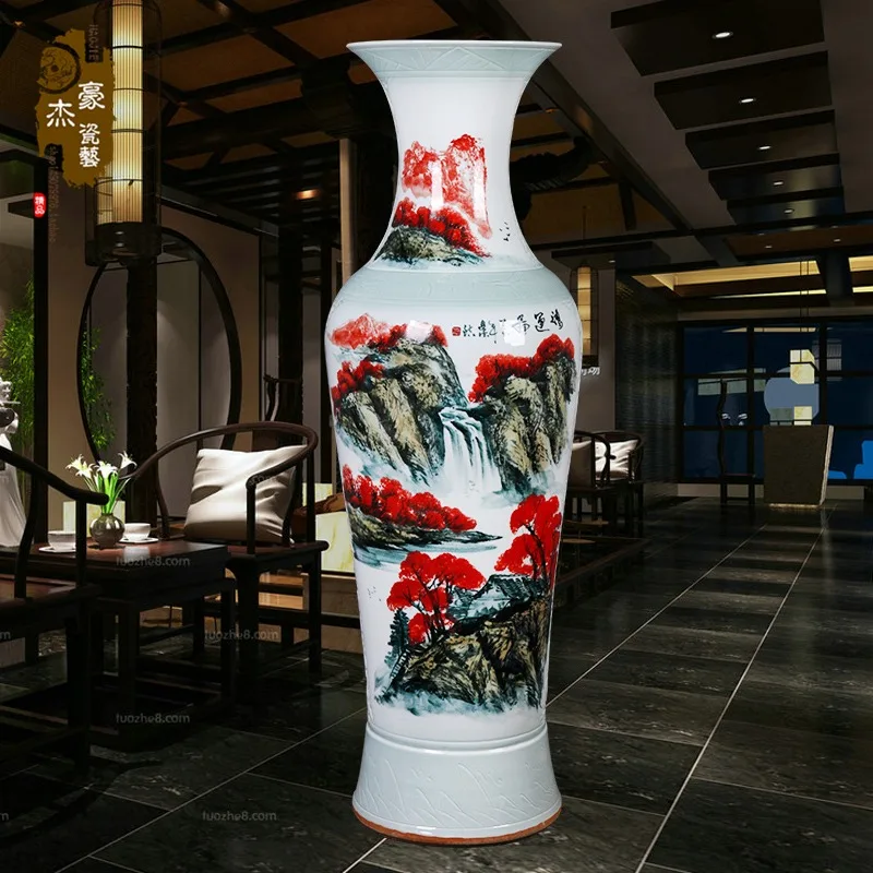 Chinese Style Elegant Ceramic Flower Vases Modern Creative Living Room Entryway Vases Hand-painted Home Decorative Ornament FYVA