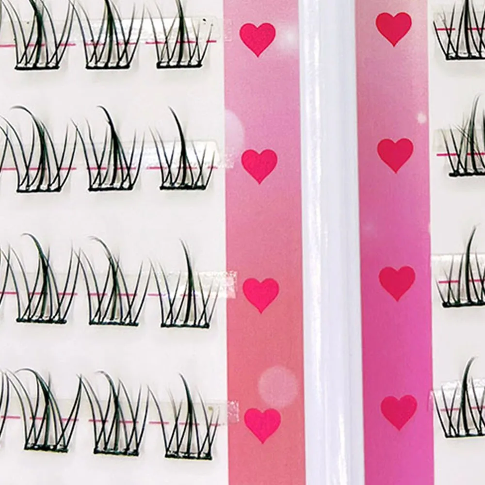 Samoprzylepne kępki rzęs w kręconych segmentach, bez kleju, z pęsetą (24 rzędy, 288 kępek) do tutoriali makijażu.