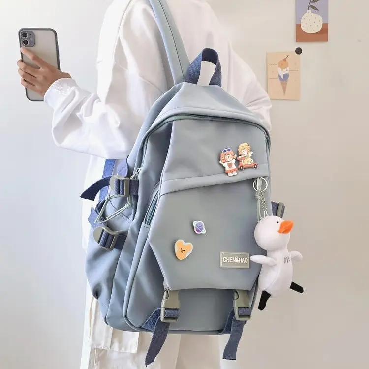 

Waterproof Teenage Nylon Book Bag Large Capacity College Backpack Fashion School Bag Cute Girls Boys Travel Backbag College Bag