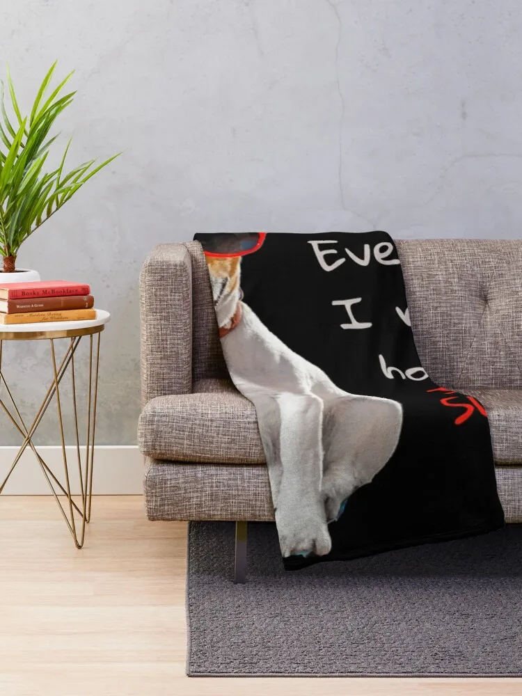 Every winter, I remember how much I love summer. Jack Russell terrier in red sunglasses. Throw Blanket Giant Sofa Blanket