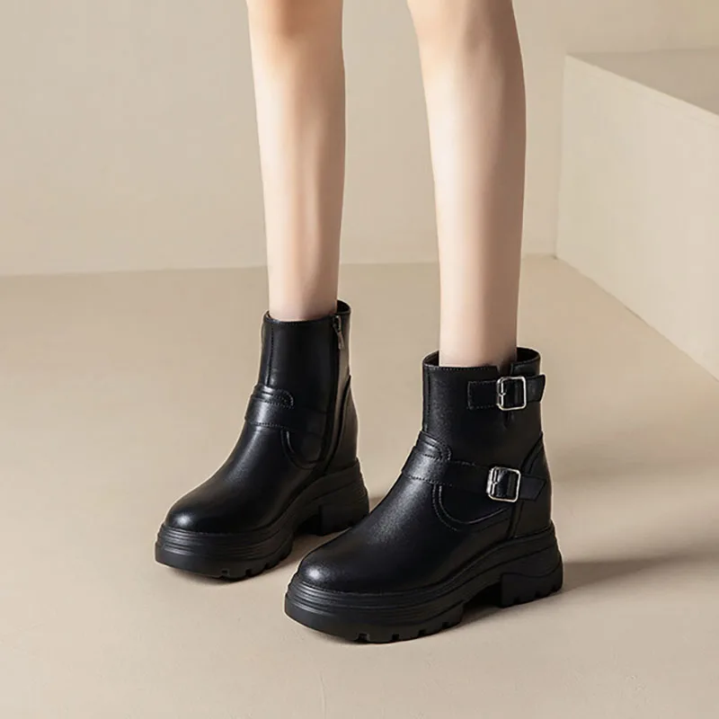 

XMWRLW женские ботильоны, осень-зима 2022, женские ботильоны из натуральной кожи, модные женские зимние ботинки, увеличивающие рост