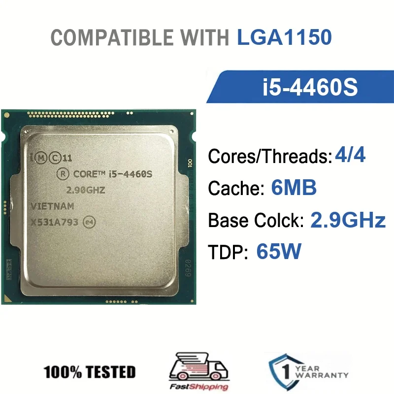 Intel Core i5-4460S 4 núcleos 4 hilos 2,9 GHz 65 W 6 MB de caché 22 nm Haswell DDR3-1333/DDR3L-1600 MHz SR1PM LGA 1150 HD Graphics 4600