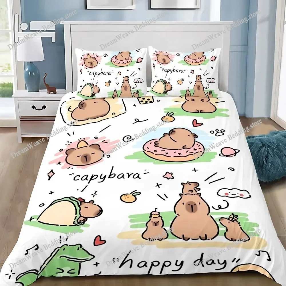 

Home Textile Cartoons Cute Capybara Cover Duvet Cover Pillow Case Boy Girl Polyester Bedding Set King Queen Twin Size963963