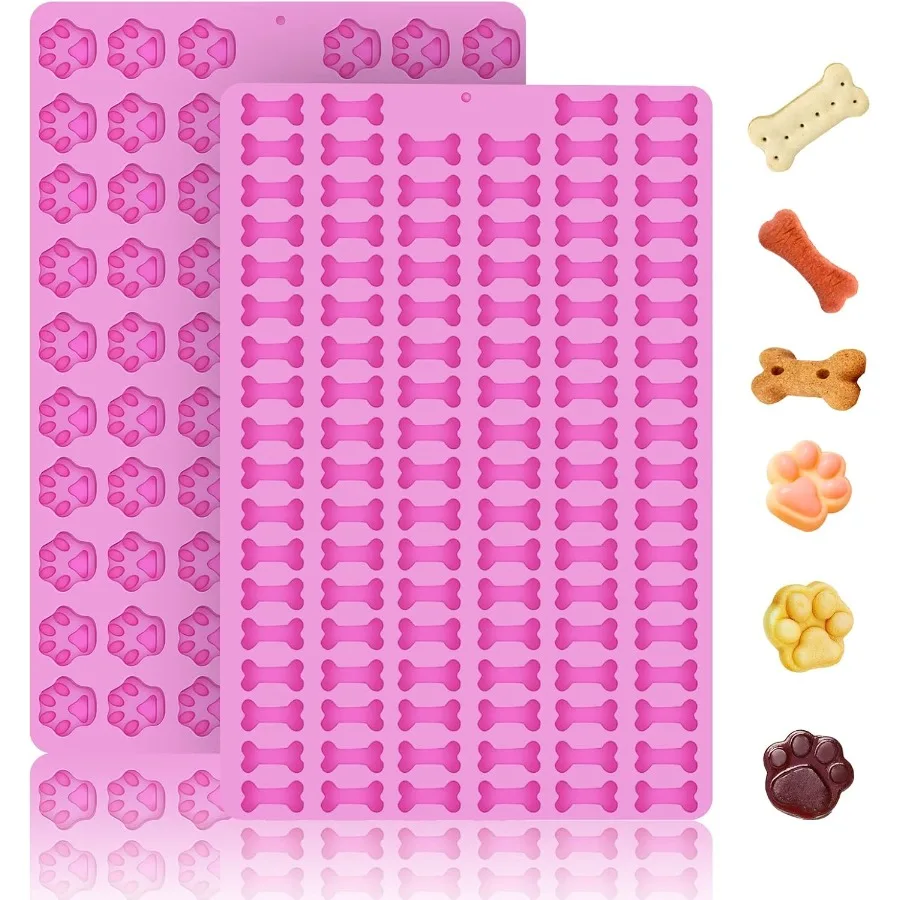 

2 шт. мини-силиконовые формы 106 полостей собачьей кости + 69 полостей формы для лап для выпечки печенья, конфет, шоколадного желе, домашней собаки Tr