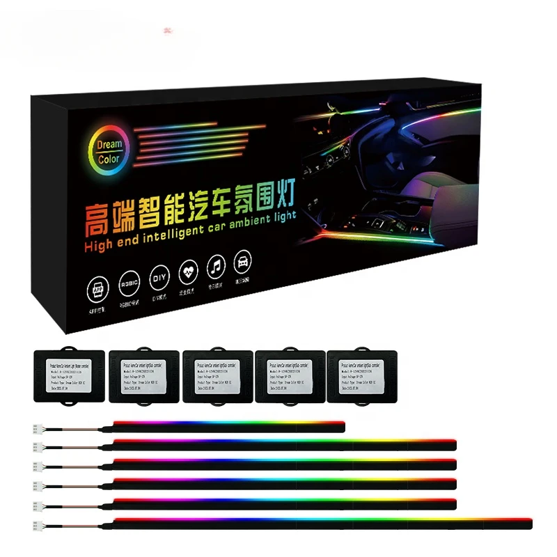 Dream color Car led ambient light 5V Accessories Interior  Decorative Music APP control Strip Lightcustom