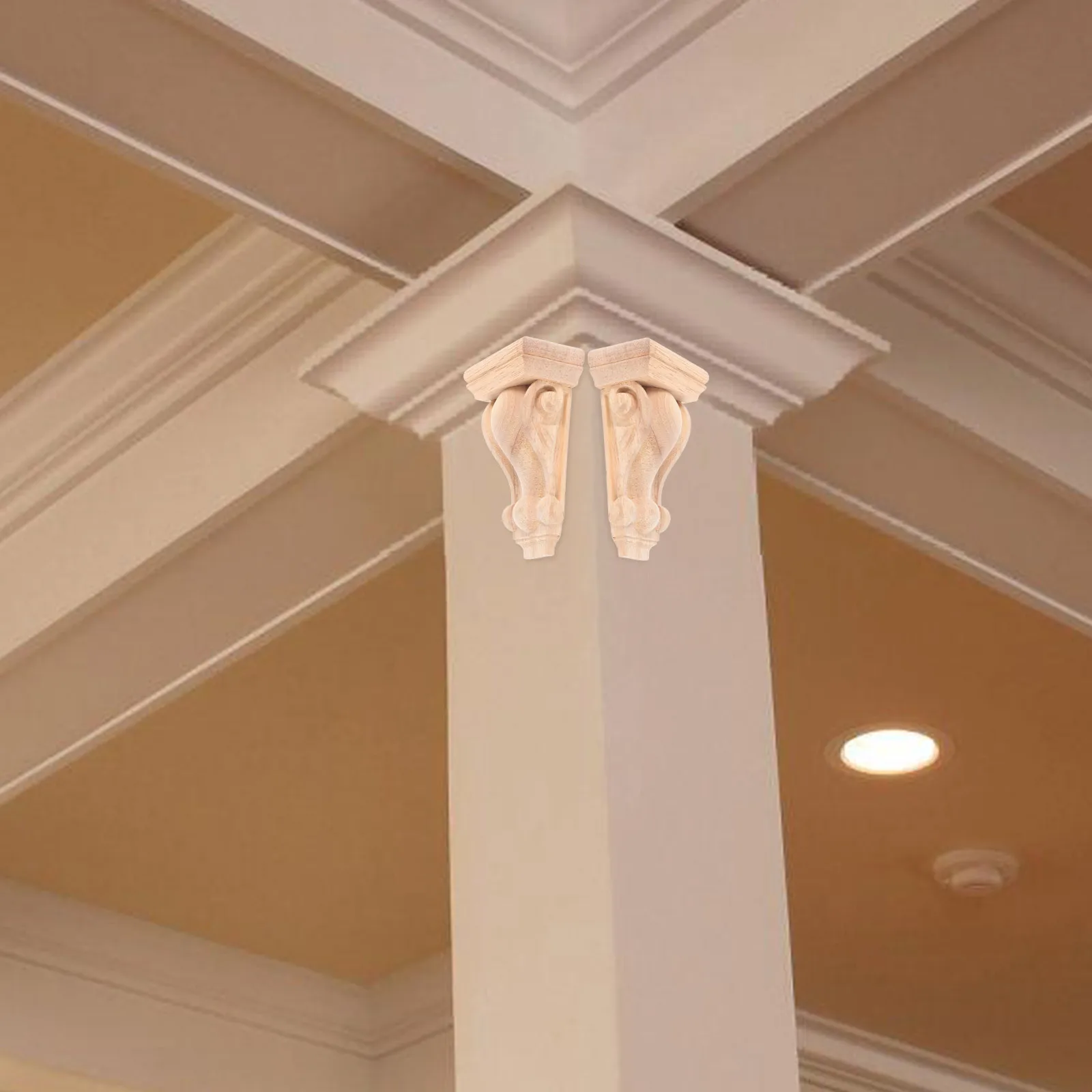

Wood Carving Capital Elegant European Style Decorative Wooden Corbels Fireplace Mantels Beam Supports Furniture