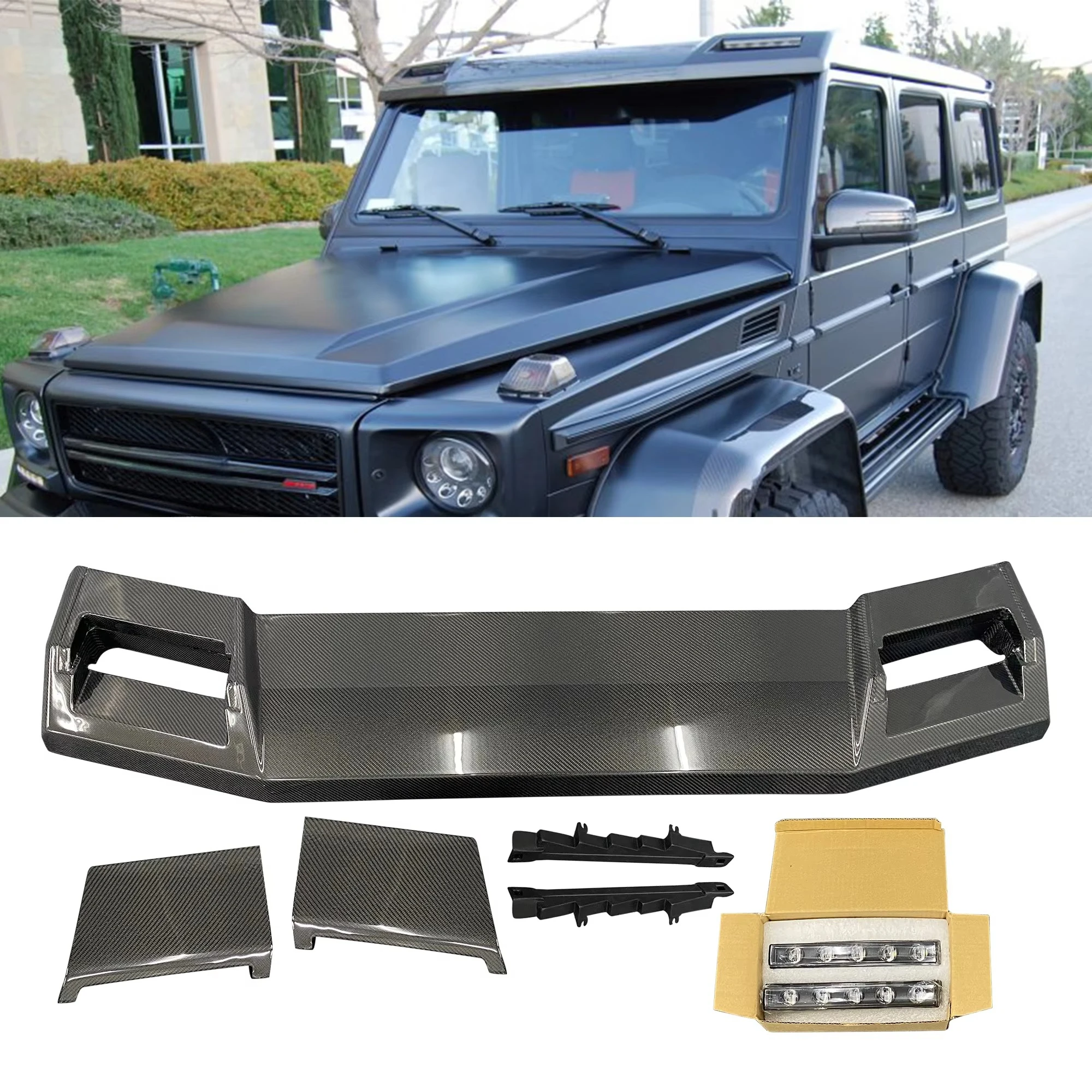 

W463 Комплект корпуса из углеродного волокна класса G (верхнее крыло спойлера) — подходит для G63/G65/G500/G400/G350