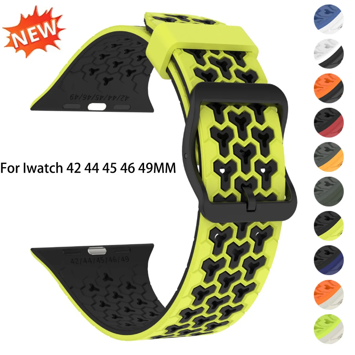 Zweifarbiges Silikonarmband für Apple Watch Ultra 3 2 S11 10 9 8 7, atmungsaktiver Correa-Gürtel für iWatch 42 44 45 46 49mm Sportarmband