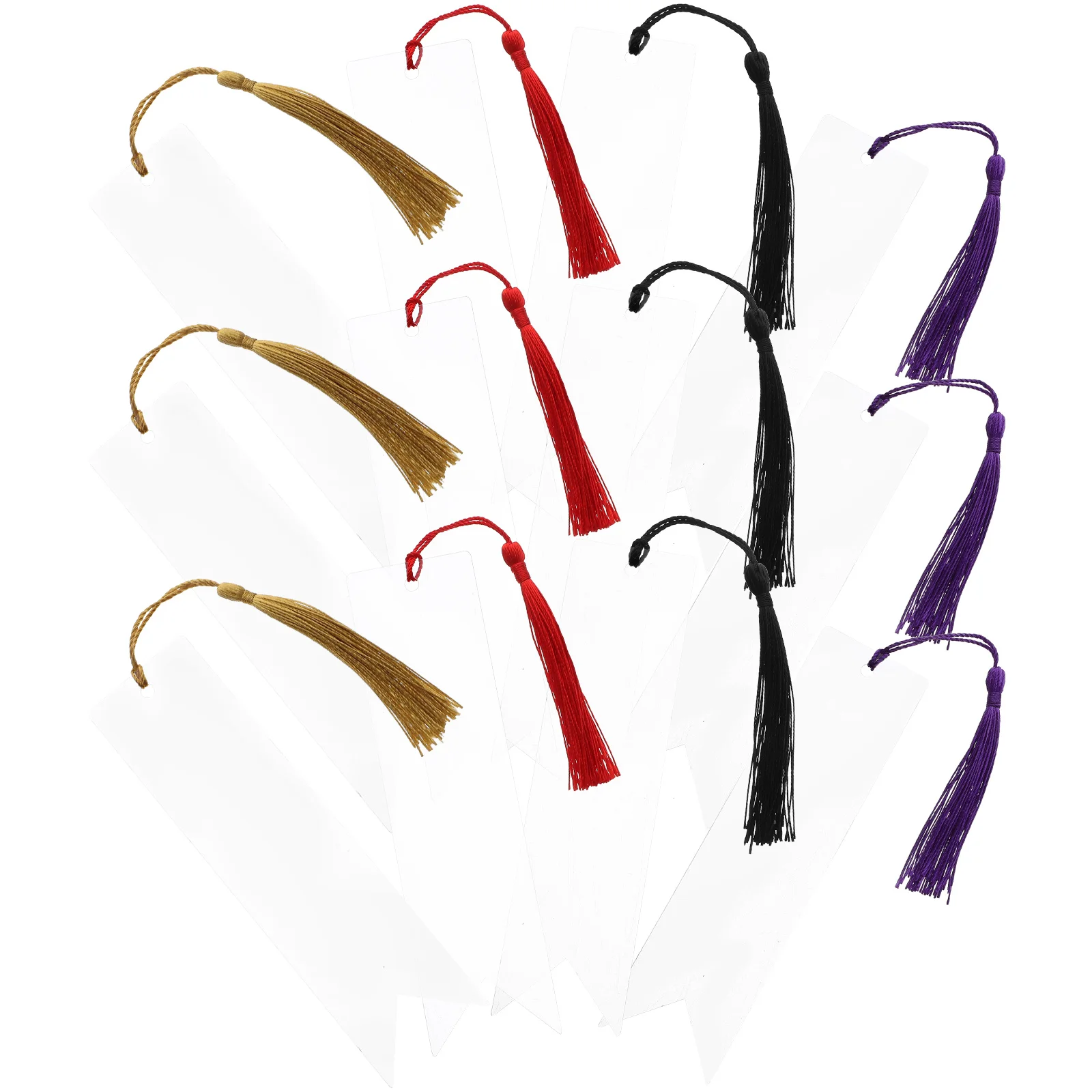 12 Pcs Delicate Fine Acrylic Bookmark Polyester Tassels Blank Bookmarks Page Marker