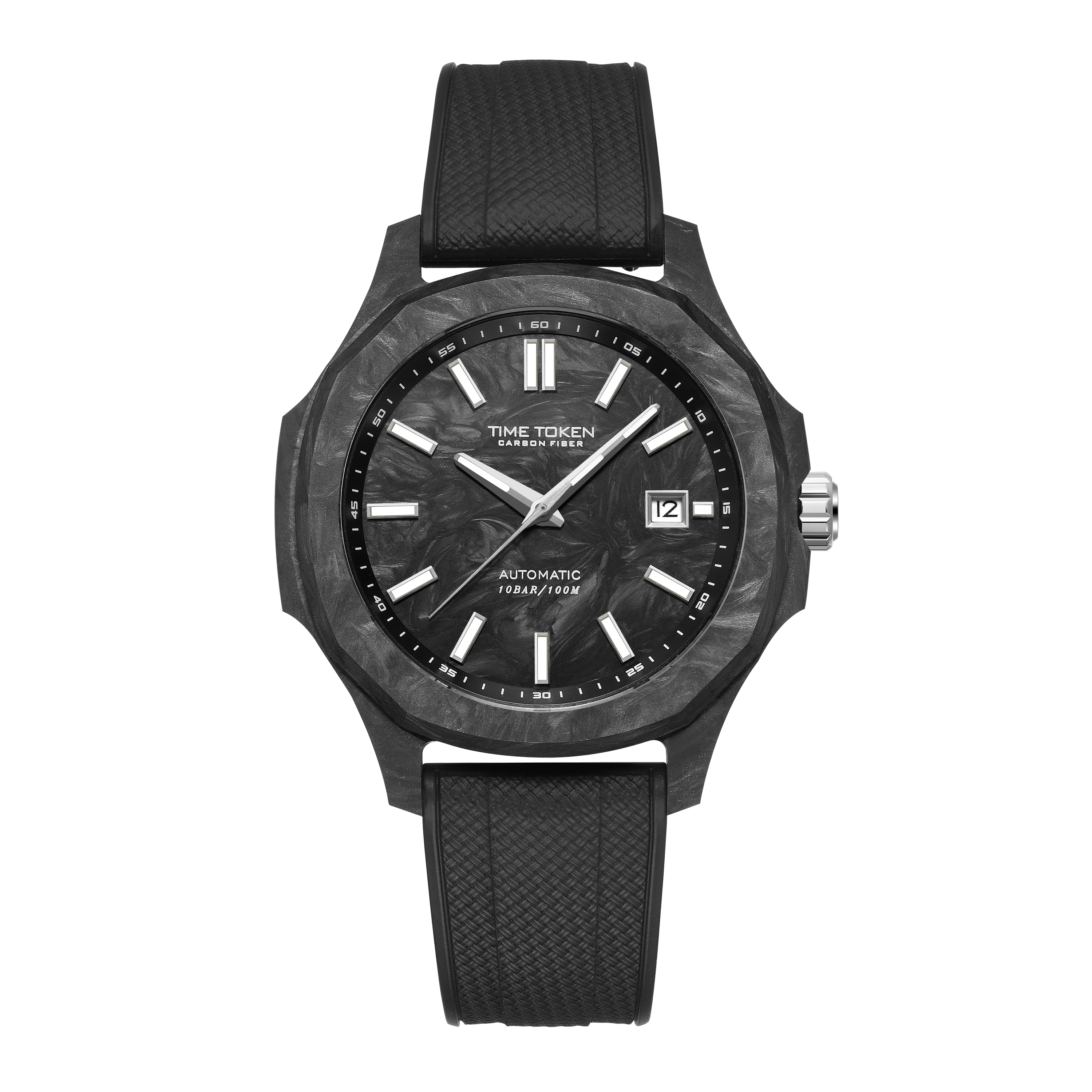 New Carbon Fiber Mens Automatic Watch Octagonal Case MIYOTA 8215 Movement Luxury Dive Wristwatch 100m Water Resistant Luminous