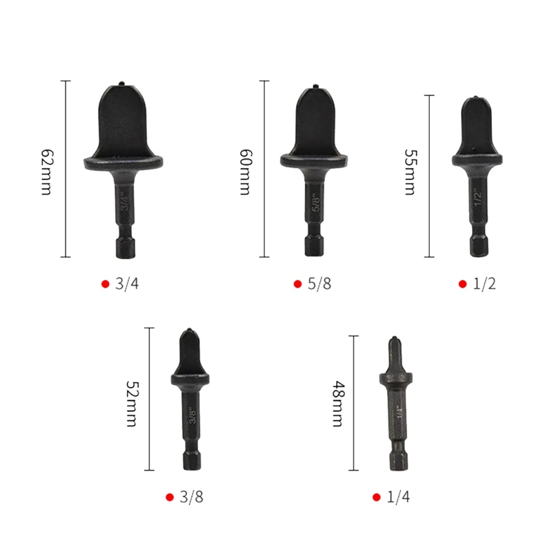 5Pcs Bördeln Werkzeug Kupfer Rohr Klimaanlage Hex Griff Rohr Expander Elektrische Bördeln Werkzeug Kupfer Rohr Stauchen Bohrer Set