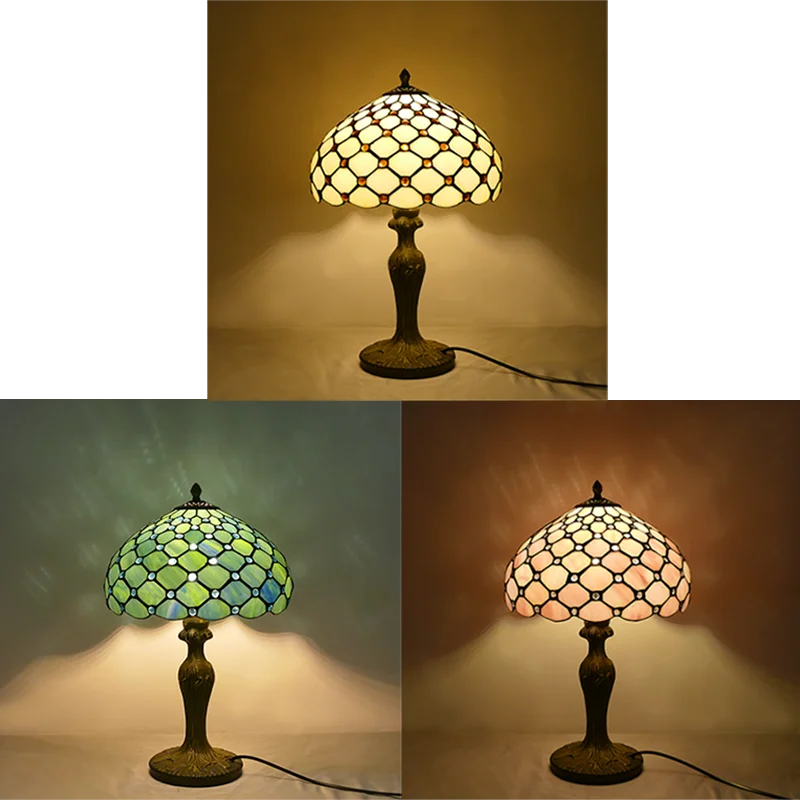 

Wide ocean blue dragonfly desk lamp, stained glass bedroom bedside table lamp, living room study reading lamp