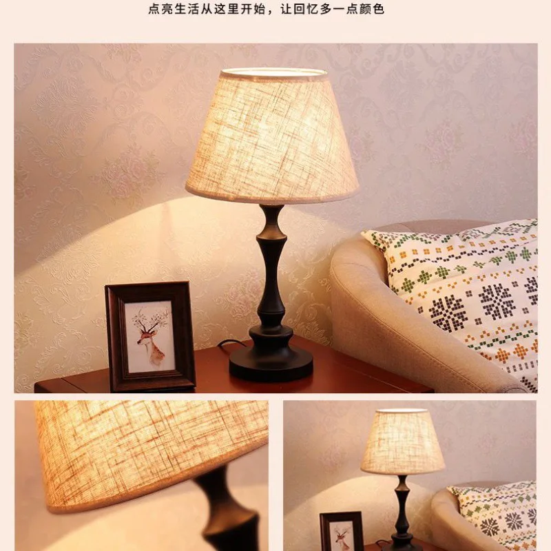 Mid-Ancient Table Lamp Bedside Lamp Desk light Living Room Cozy and Romantic Remote Control Bedroom Bedside Table