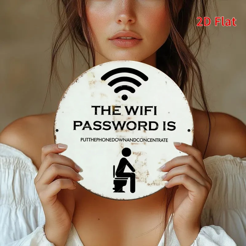 2D Flat - 1pc Round Aluminum Sign - Focus on Using The Toilet - 7.87X7.87inch, Metal Hanging Piece, Waterproof And Rust-Resistan