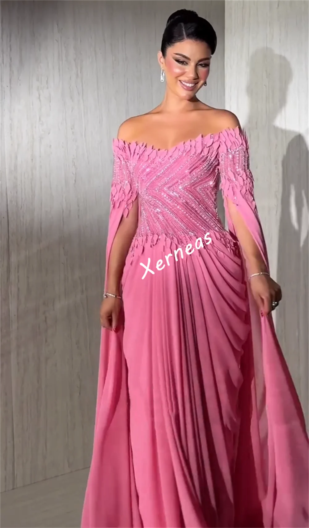 Maßgeschneiderte Chiffon-Pailletten-Applikationen mit Schnürung, schulterfrei, lange Kleider, maßgeschneiderter Anlass, Damen-Luxus-Abendparty, glitzernd