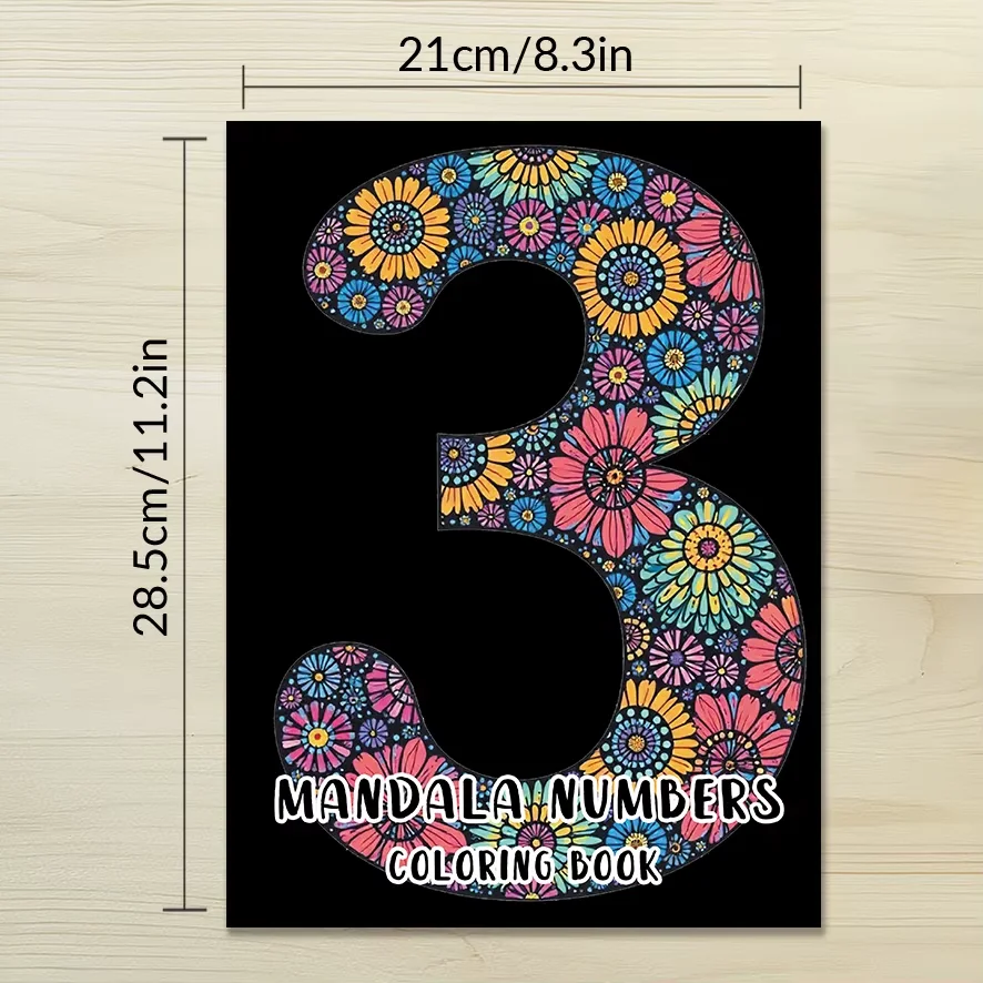 Adult Flower Coloring Book by Numbers - 8.3x11.2 inches, 32 pages - Helps relieve stress, great back-to-school gift