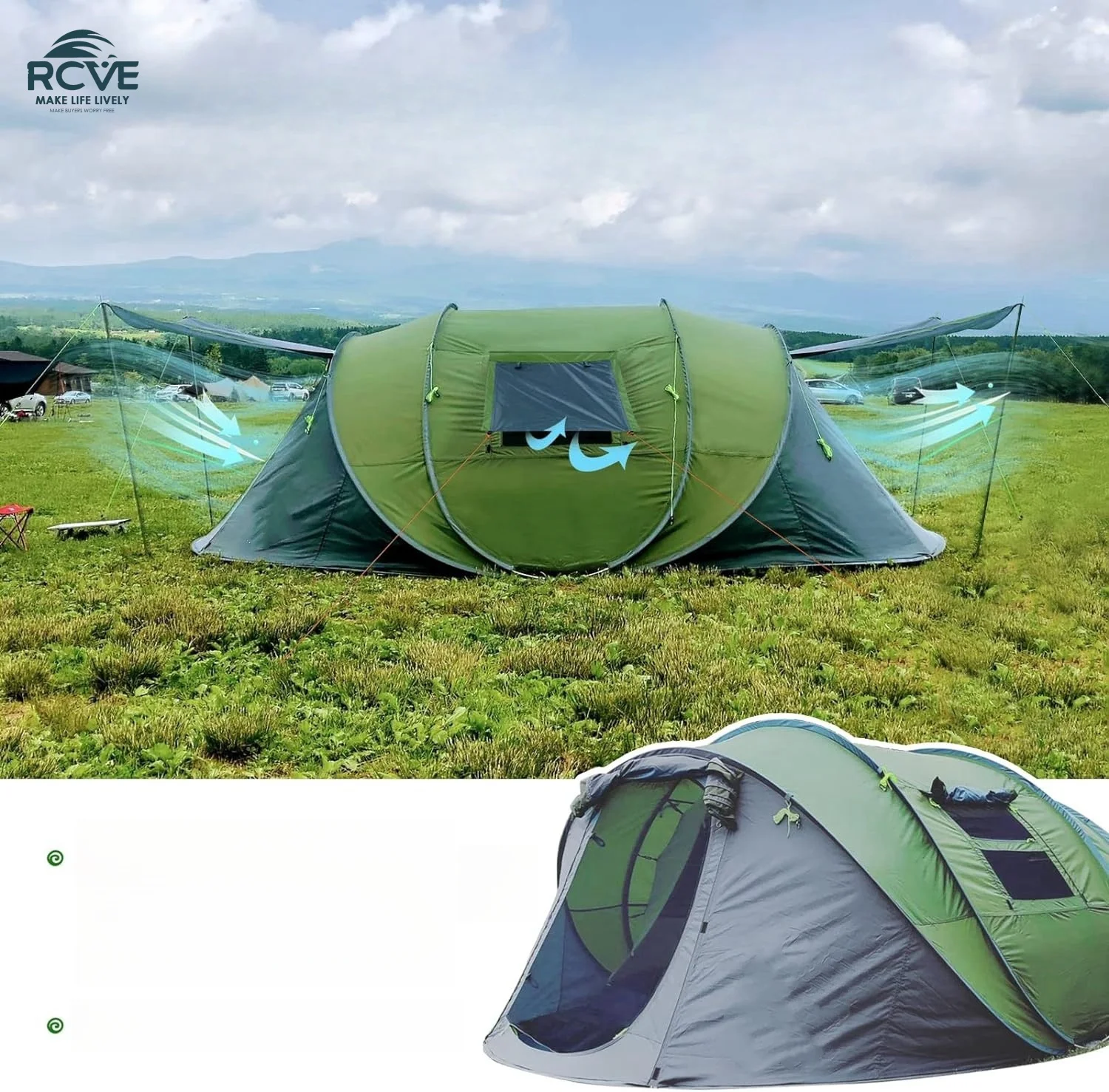 

High Quality Wholesale Foldable Family Tent Waterproof Outdoor Camping With One Bedroom Structure