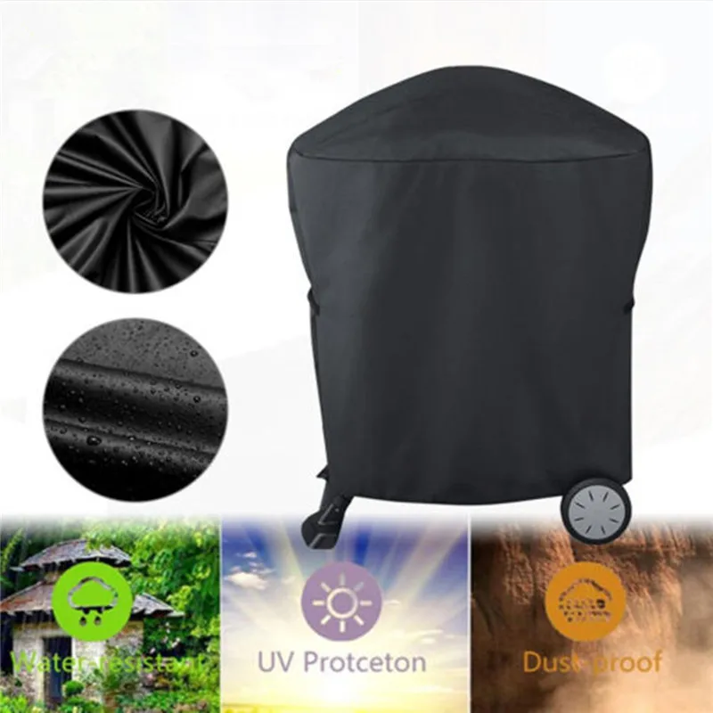 Durable 210D Oxford Fabric BBQ Grill Cover Black Waterproof Dustproof UV Protection Outdoor Barbecue Stove Protector