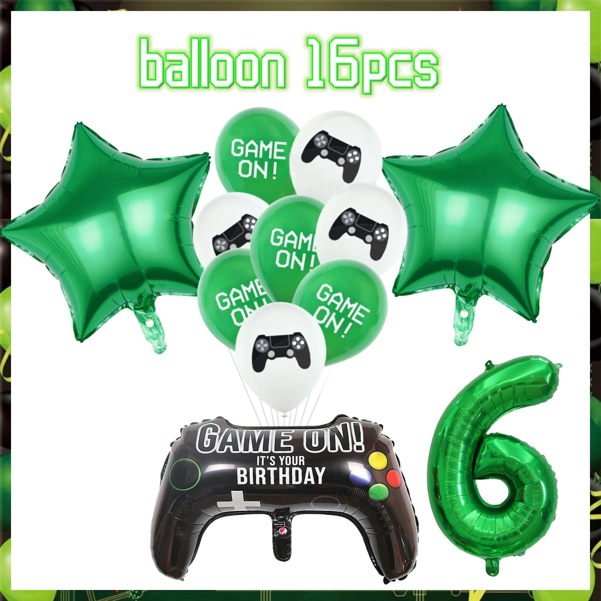 Green Video Game Birthday Party Decor Plate Gift Bag Tablecloth Gamepad Balloon Dackdrop Boy Game Controller them Party Supplies