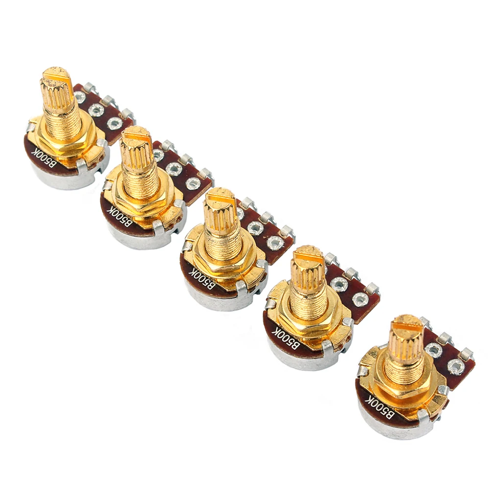 

5pcs 500k Potentiometer Guitar Volume Tone Controls Audio Taper Harness Aluminum Split Shaft Fits Knobs